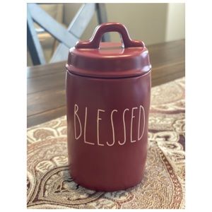 NEW Rae Dunn Ceramic Blessed Candy Apple Cinnamon Canister Jar Home Decor Candle